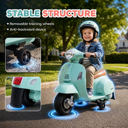 HOMCOM Vespa Licensed 6V Kids Electric Motorbike Ride On Motorcycle  Battery Powered for 18-36 Months with Horn, Green