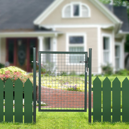 HOMCOM Green Steel Garden Gate with Lock and 3 Keys 97 x 150cm, Green