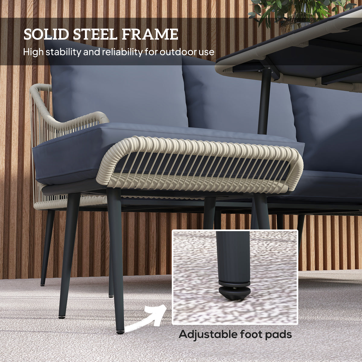 Outsunny Six-Piece Rattan Strong Garden Sofa Set with Removable and Washable Covers - Grey