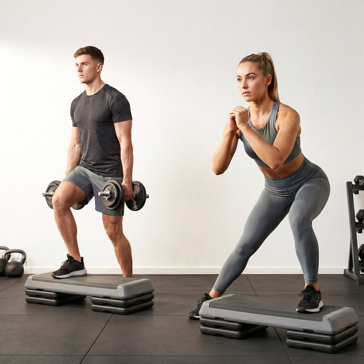 SPORTNOW Adjustable Fitness Stepper, with Non-Slip Surface, for Home, Gym, Office Workout, Grey