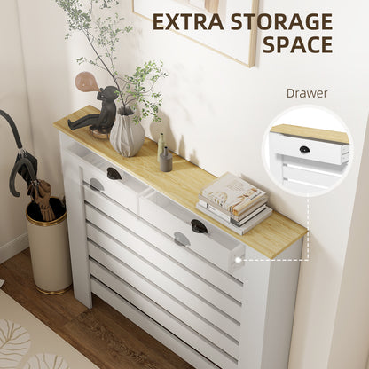 HOMCOM 95.5H x 111Wcm Radiator Cover, with Drawer - White
