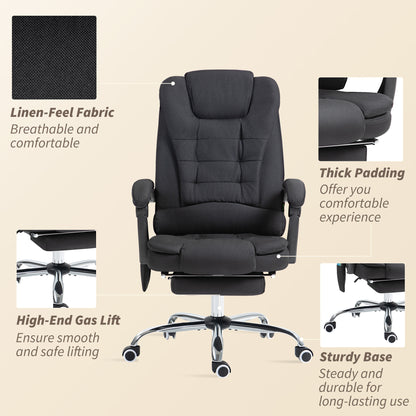 Vinsetto Six-Point Massage and Heated Office Chair with 135°Recline Back - Black