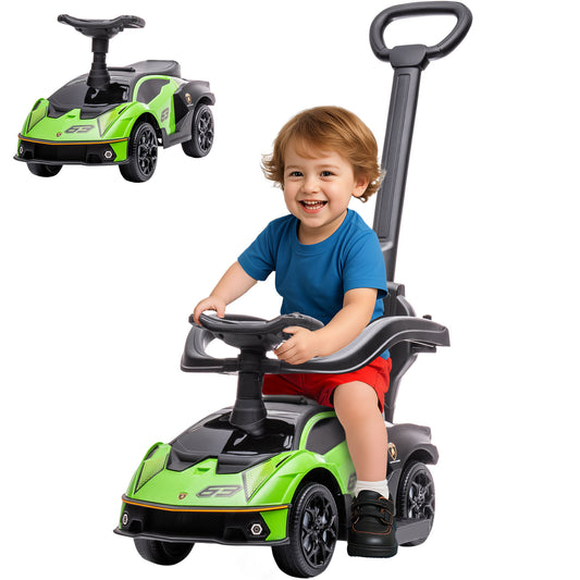 AIYAPLAY Kids 3-In-1 Lamborghini Ride-On and Stroller, with Horn - Green