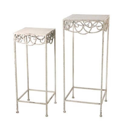 66CM CREAM METAL SET 2 PLANT STAND