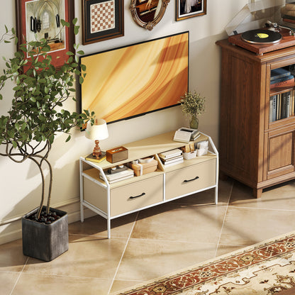 HOMCOM Industrial-Style TV Stand Cabinet - Natural Wood Finish