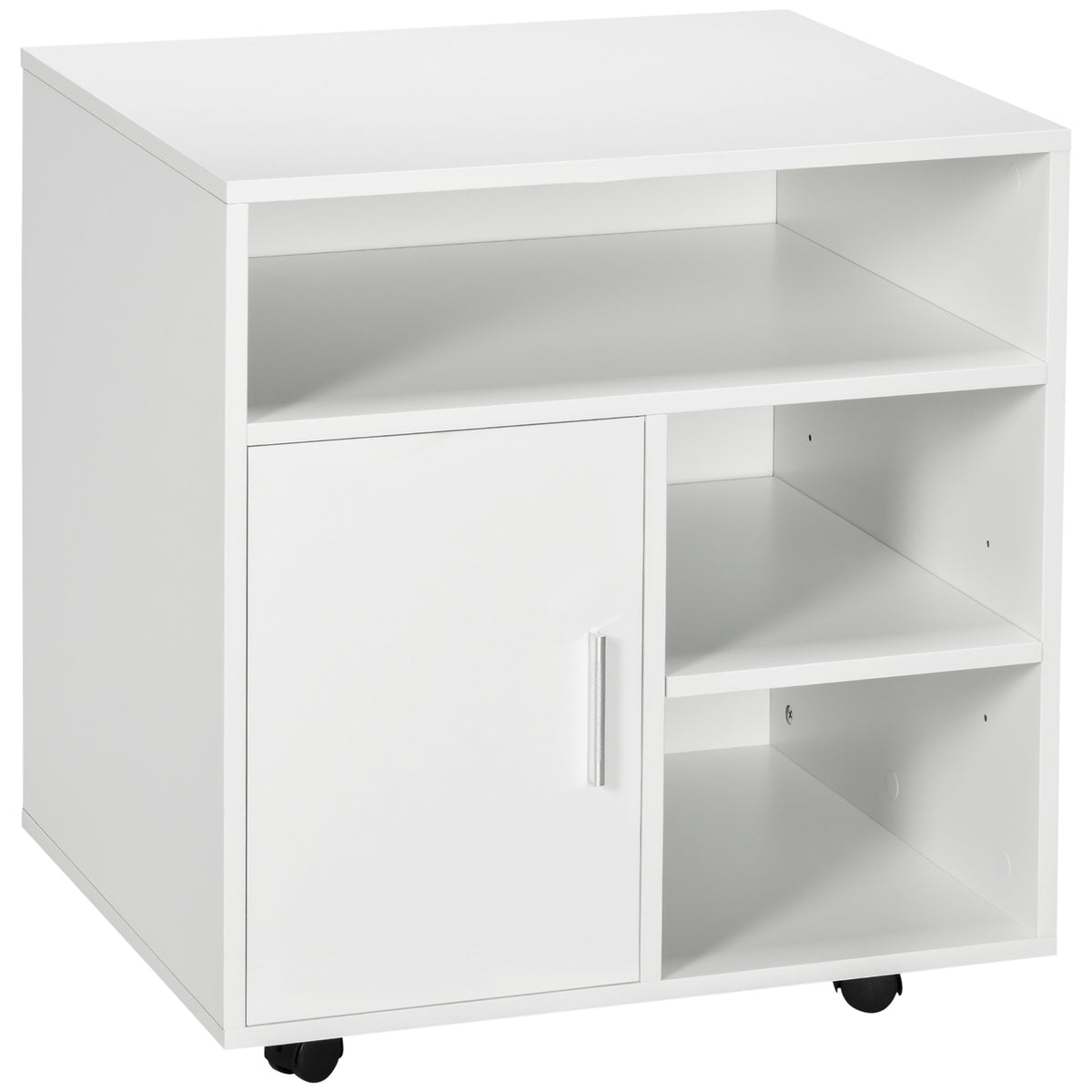 HOMCOM Multi-Storage Printer Stand, Mobile File Cabinet with Shelves, Modern Home Office Rolling Filing Cabinet with Wheels for Study, 60 x 50 x 65.5 cm, White