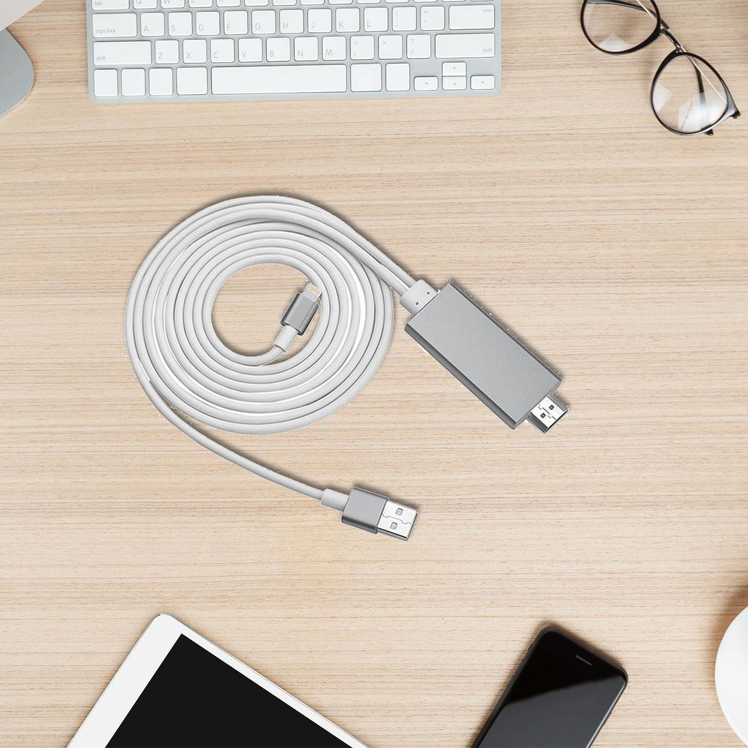 Aquarius Full HD Support HDMI Connector Cable for Phone/Pad Space Grey
