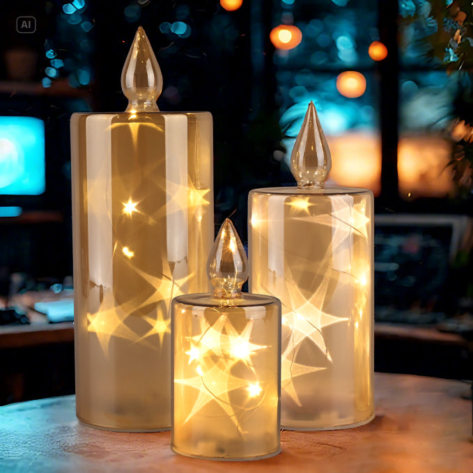 Candle with Star Reflection ? Set of 3