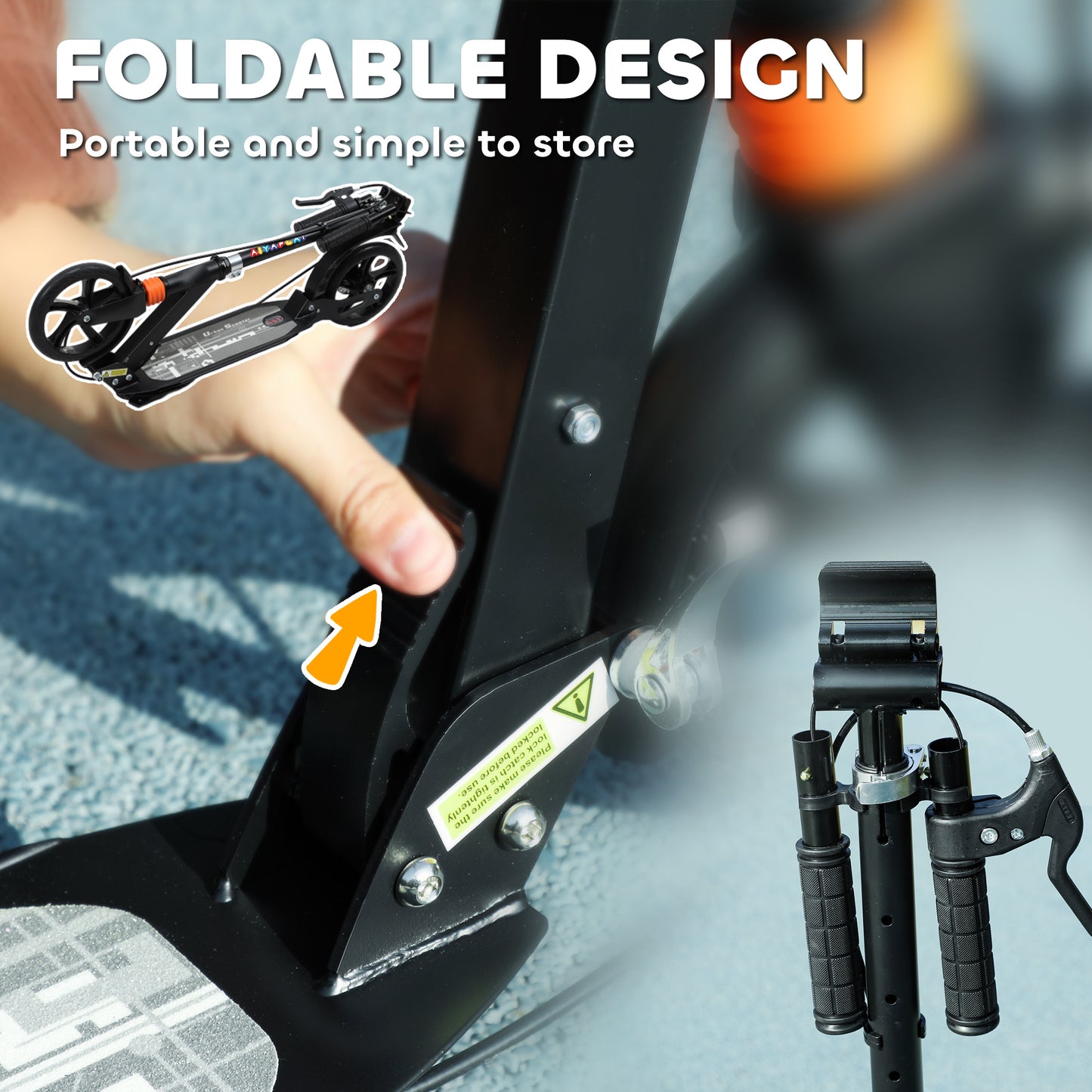 AIYAPLAY Kids Scooter, Foldable Kick Scooter w/ Adjustable Handlebar, Black