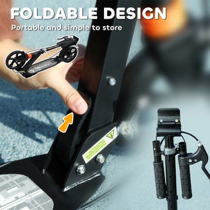 AIYAPLAY Kids Scooter, Foldable Kick Scooter w/ Adjustable Handlebar, Black