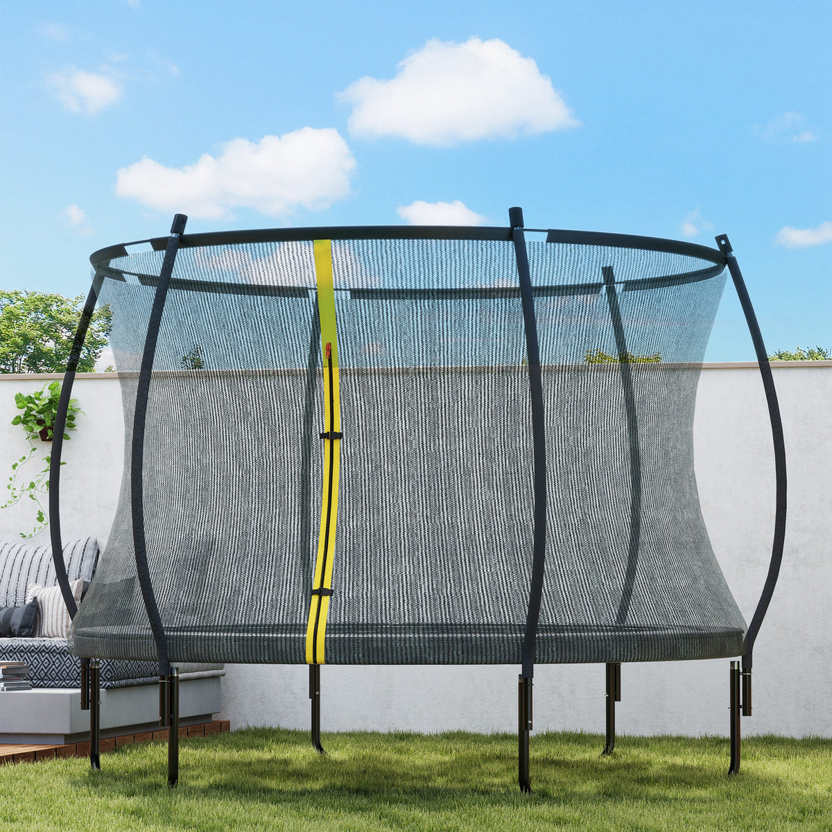 SPORTNOW 8ft Outdoor Trampoline with Enclosure Net, Spring Cover, Black