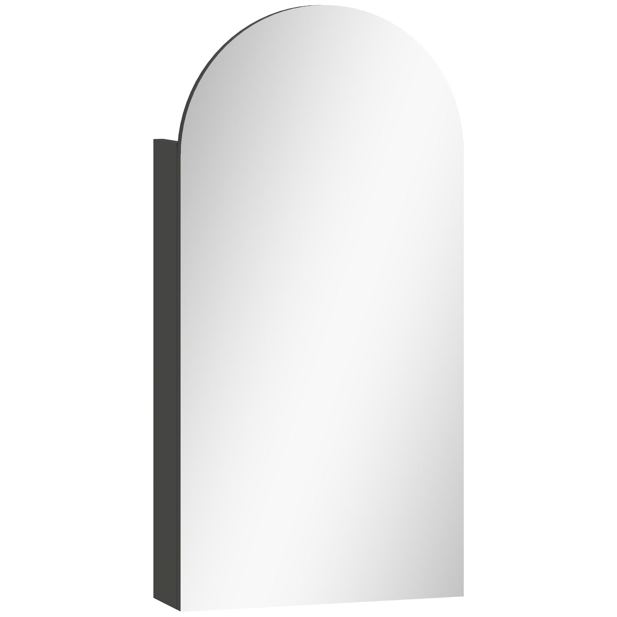 HOMCOM Arched Bathroom Mirror Cabinet with Adjustable Glass Shelves - Black