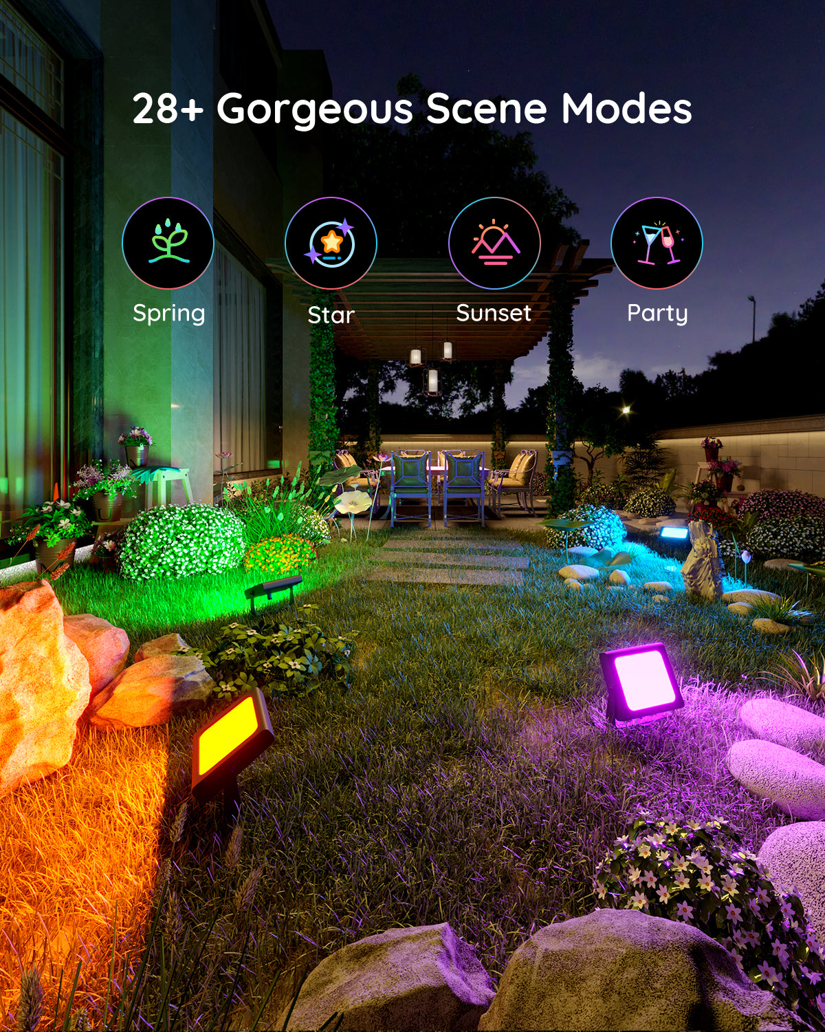 GOVEE RGBICWW LED SMART FLOOD LIGHT 4PCS