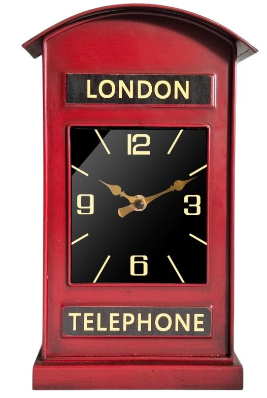 Stylish & Modern Red London Telephone Box Mantel Clock – Silent Sweep Tabletop Clock with Classic British Design for Elegant Decor Accent at Home, Office, & Bedroom