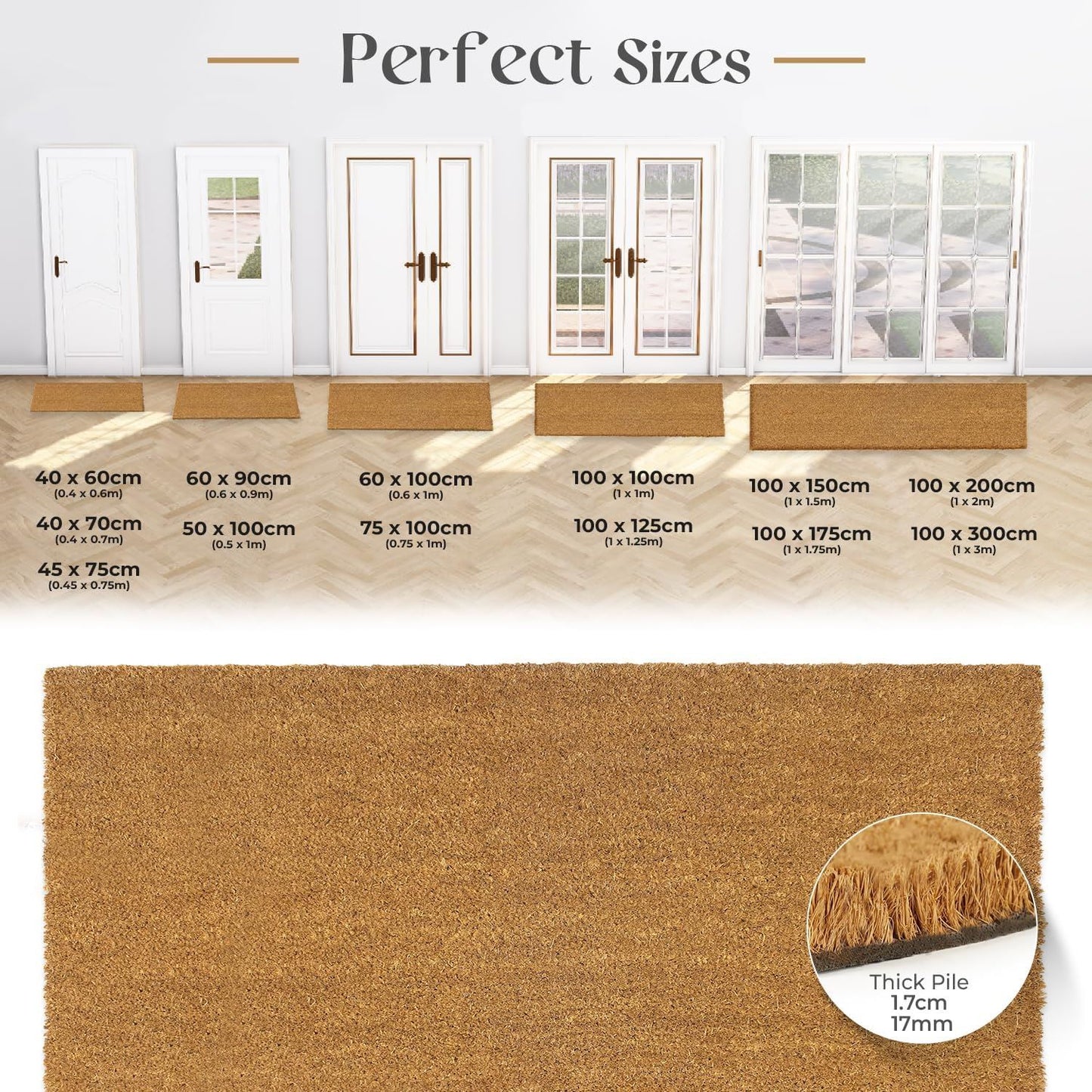 Plain Coir 100cm x 150cm - Brown