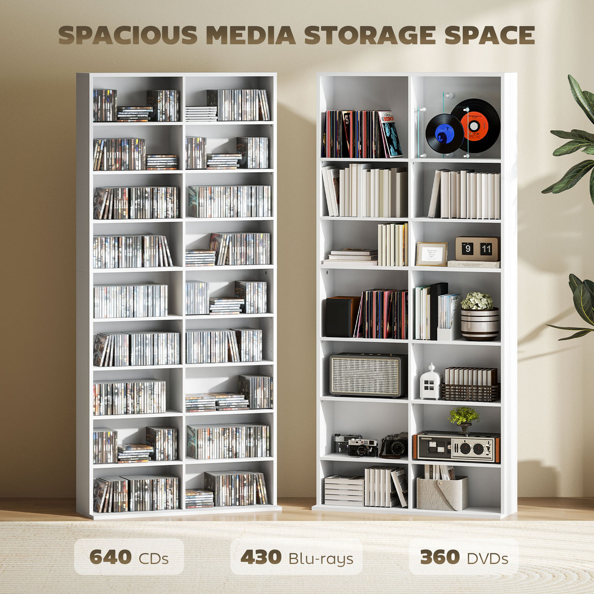 HOMCOM 640 CD Storage Tower - White