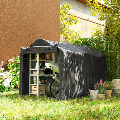 Outsunny 2.2 x 1.6 m Garden Storage Tent, Waterproof Anti-UV Bike Tent with Roll-up Zipper Door, Galvanised Outdoor Storage Shelter Carport for Bike, Motorbike, Garden Tools, Black