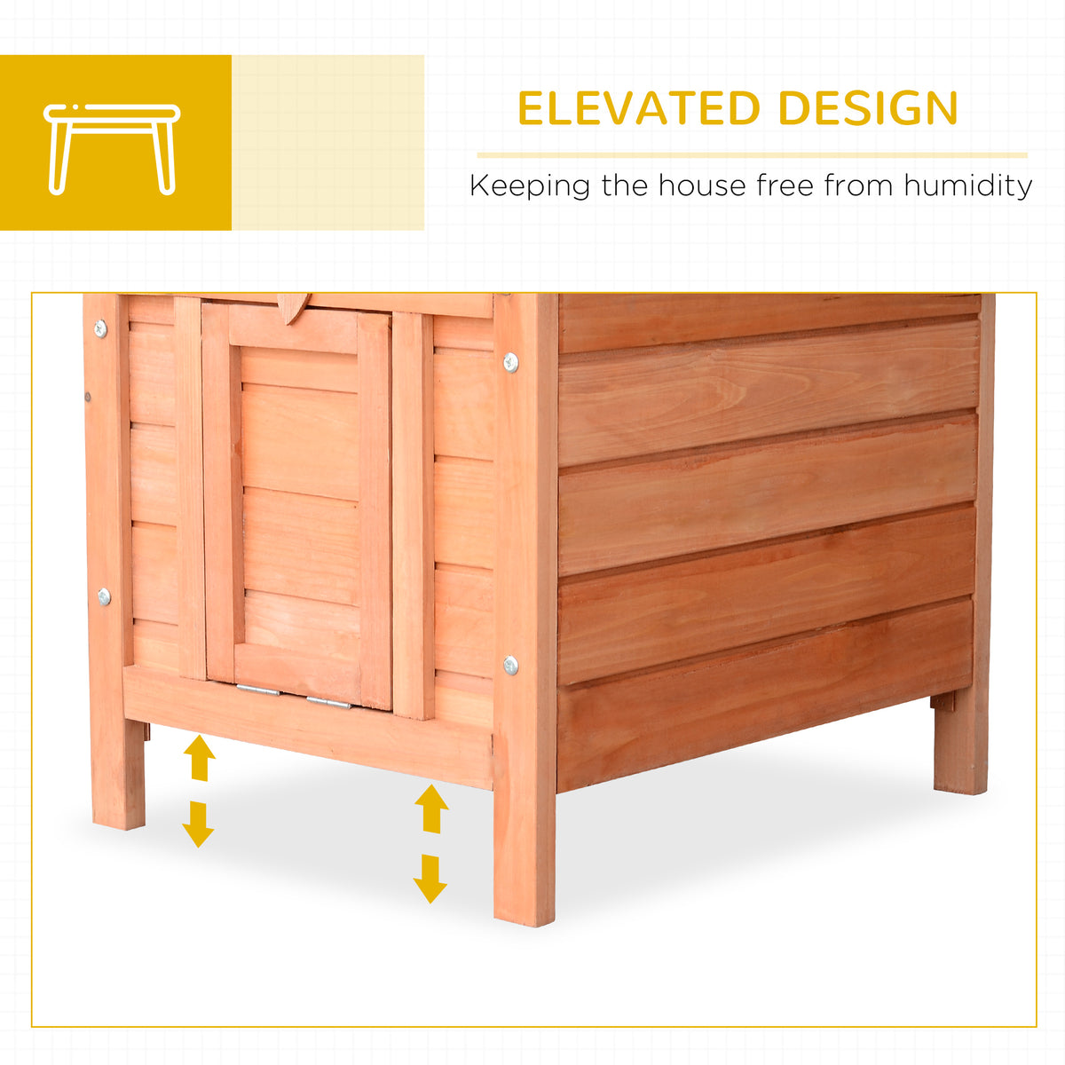 PawHut Wooden Rabbit Hutch Outdoor, Guinea Pig Hutch, Rabbit Hideaway, Cat House, Bunny Cage Small Animal House with Openable Roof, 51 x 42 x 43 cm, Natural