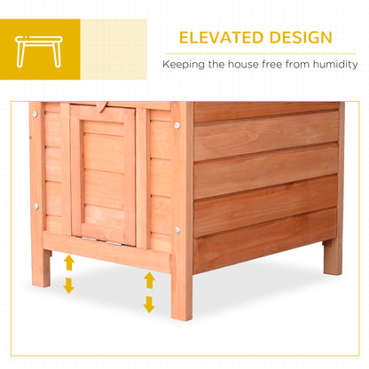 PawHut Wooden Rabbit Hutch Outdoor, Guinea Pig Hutch, Rabbit Hideaway, Cat House, Bunny Cage Small Animal House with Openable Roof, 51 x 42 x 43 cm, Natural