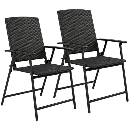 Outsunny Set of Two Folding Rattan Seat Chairs - Black