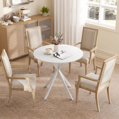HOMCOM 80cm Industrial Round Dining Table - White