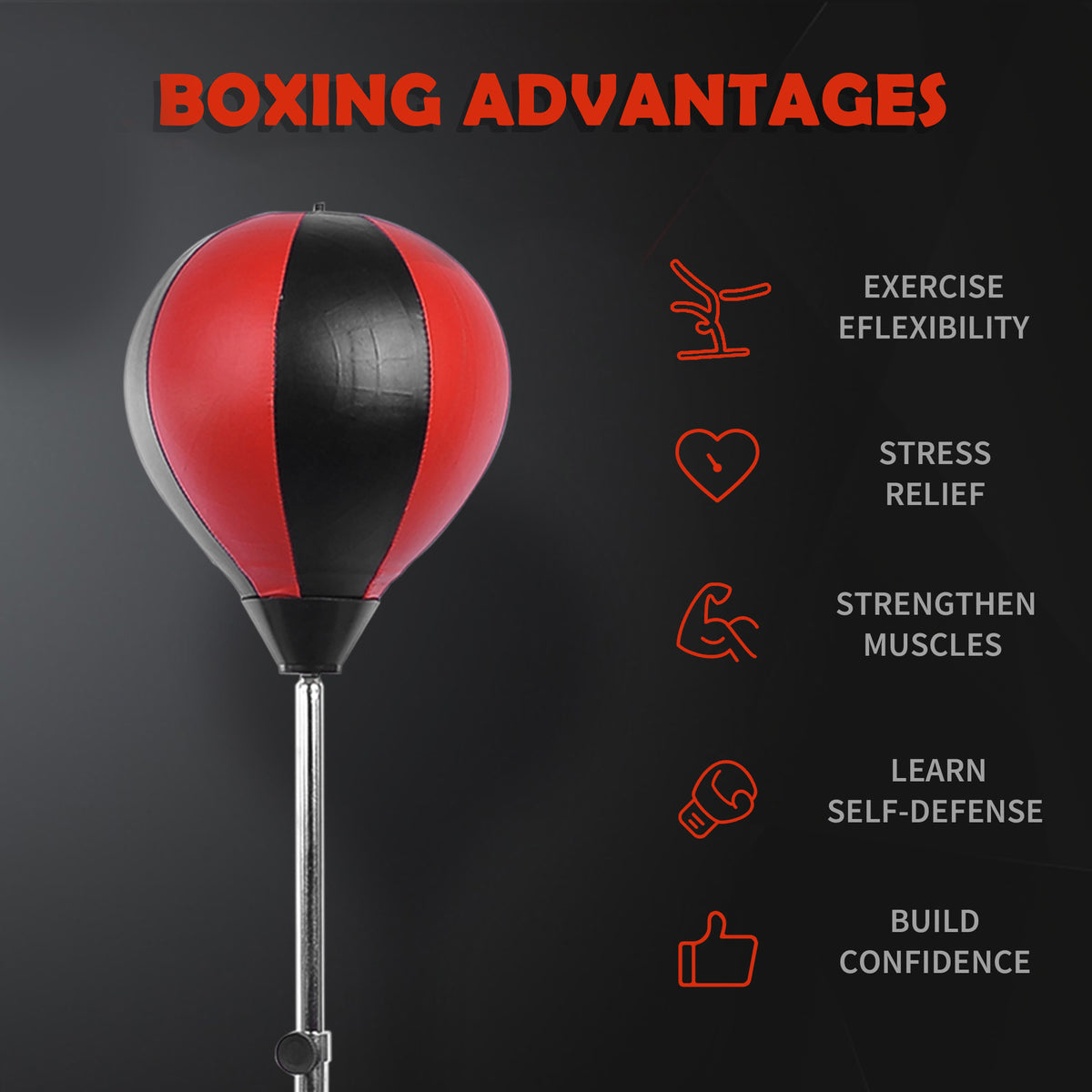HOMCOM Punching Bag with Stand, 126-144 cm Height Adjustable Boxing Set Free Standing Speed Bag with Gloves and Air Pump for Teenagers Home Gym Workout