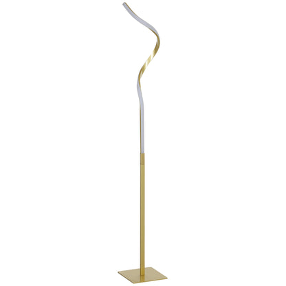 HOMCOM LED Floor Lamp with 3 Adjustable Brightness, Modern Dimmable Standing Lamp with Foot Switch for Bedroom, Living Room, Gold Tone