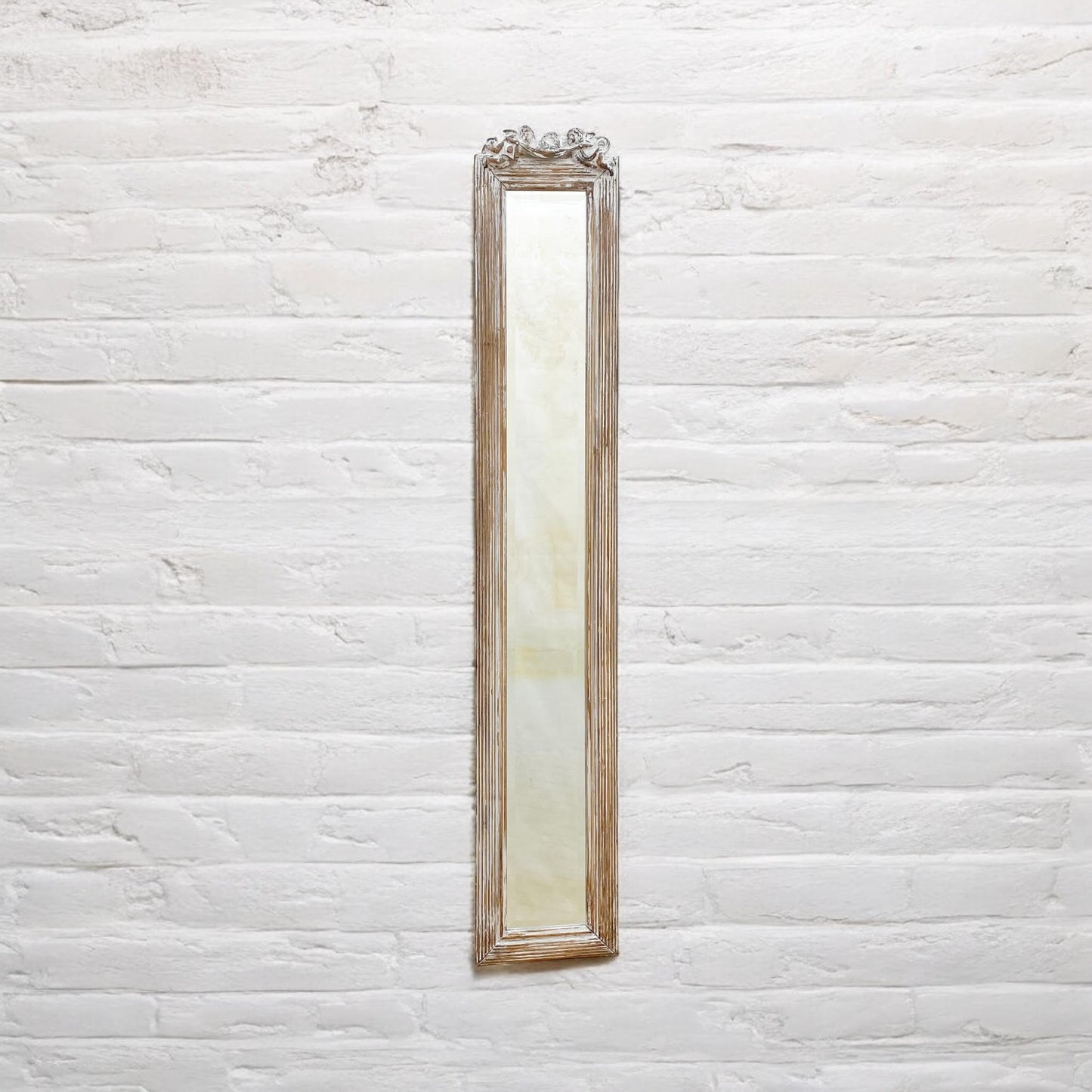 Stylish and Decorative 109cm Tall Elegant Design Wall Mirror – Functional and Decorative Accent Wall-mounted Mirror for Bedrooms, Home, Living Areas, or Hallways (White 109cm)