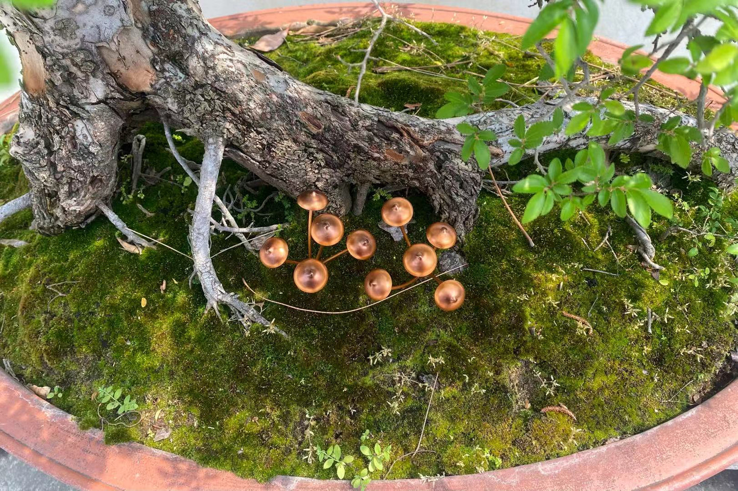 Copper Finish Mushroom Garden Stake  Set of 2