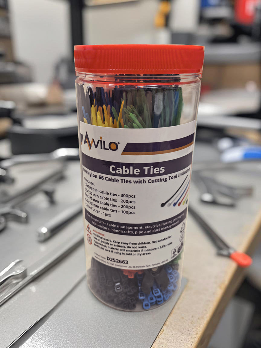 800 Durable Cable Ties with Integrated Cutting Tool