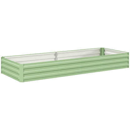 Outsunny Metal Raised Garden Bed Planter Box Outdoor Planters for Growing Flowers, Herbs, Green, Light Green