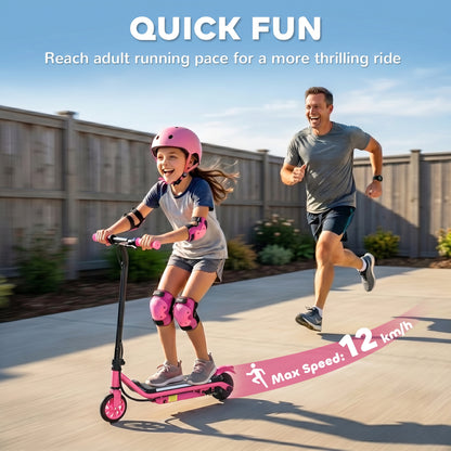 AIYAPLAY Electric Scooter for Kids Aged 6-14 Years, with Colourful Lights, Pink