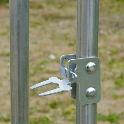 PawHut 2.8 x 3.8 x 2m Walk In Chicken Run Galvanised Chicken Coop with Water-Resist Cover, Silver