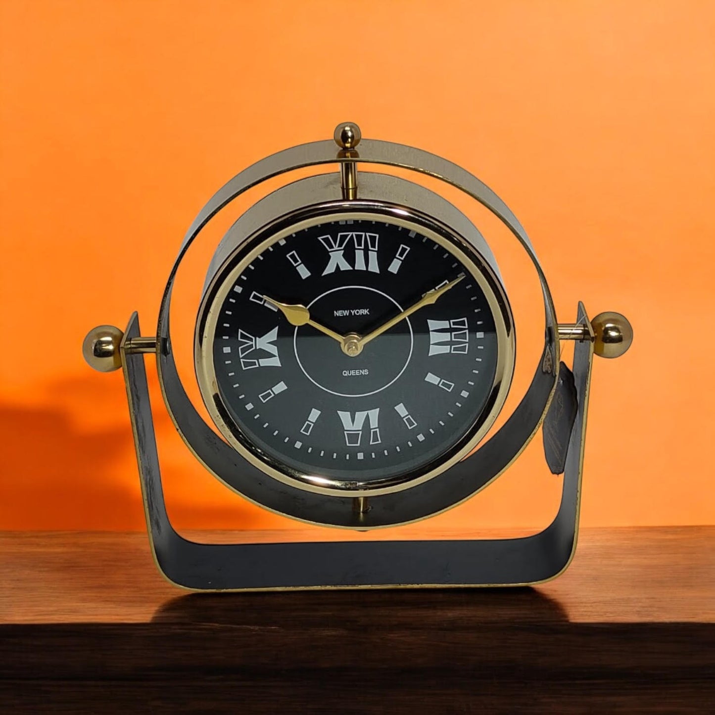 Silent Sweep Black Mantel Clock – Elegant Tabletop Timepiece with Quiet Operation, Sleek Design, and Easy-to-Read Face for Living Room, Bedroom, Office, or Home Décor (22 cm – Roman Numeral Dial)