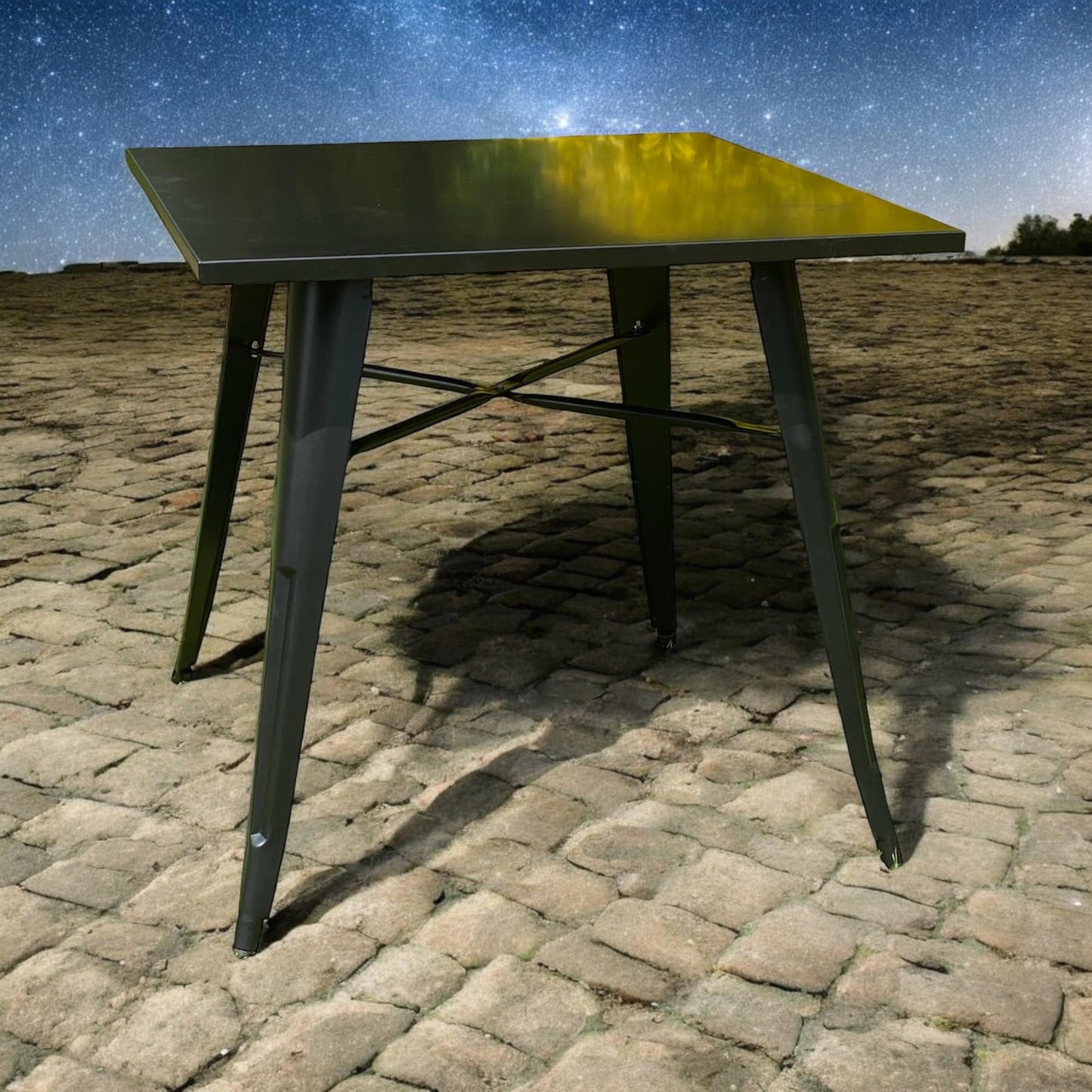 Contemporary and Durable 80x80x76cm Metal Dining Table - Modern Table for Home, Bistro, Cafe, Patio, Indoor, and Outdoor Use for Breakfast, Outdoor Gatherings, or any Spaces (Black)