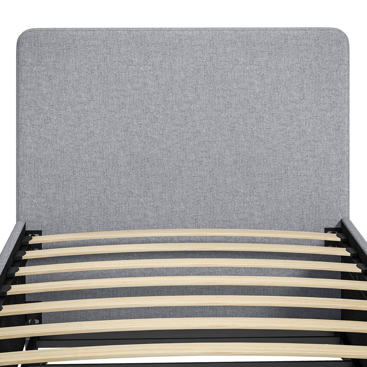 HOMCOM 3ft Single Bed Frame with Trundle, Upholstered Pull Out Trundle Bed with Headboard and Footboard, Light Grey