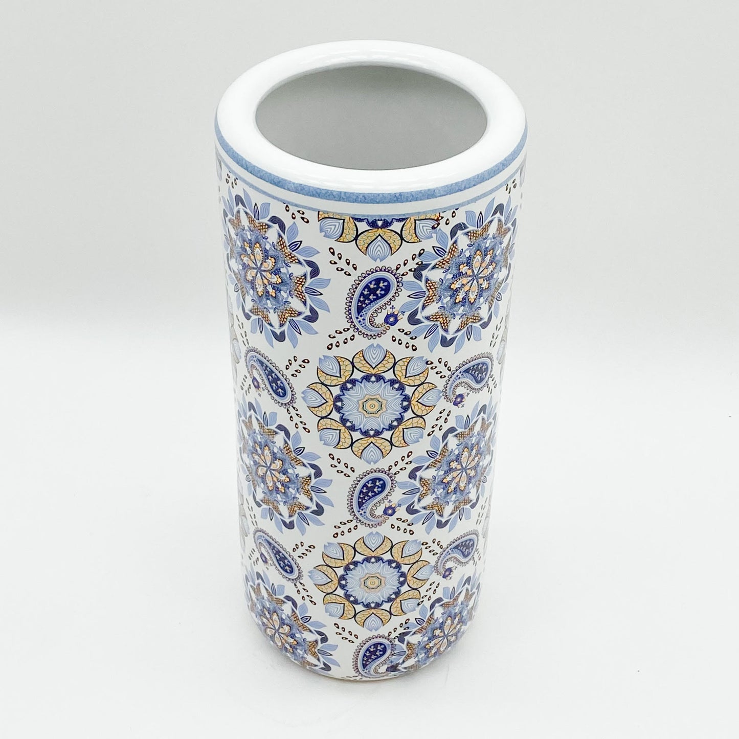 AcaciaHome Durable Ceramic Round Umbrella stand–Perfect Holder for Home, Office, & Entryway - Adds a Sophisticated Touch to Living Spaces for Canes, & Walking Sticks (Ceramic Multicolour)