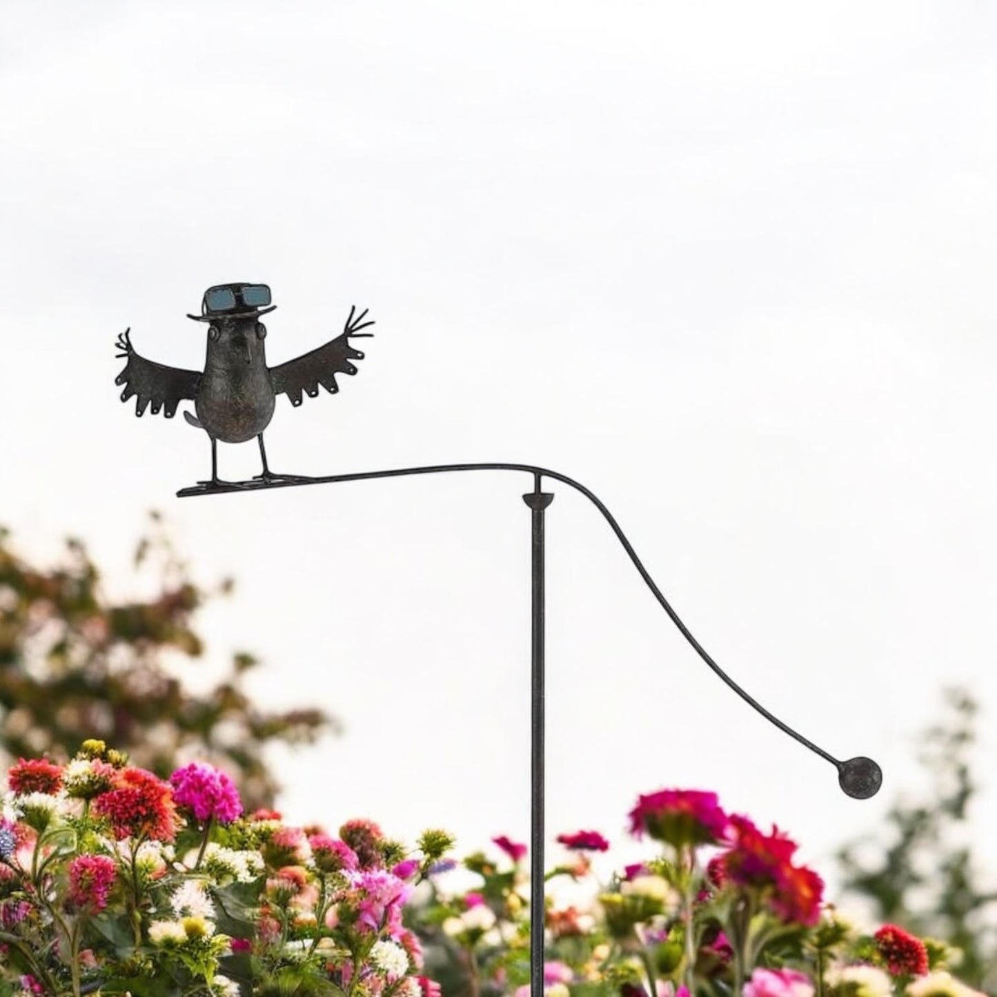 Durable Owl Bird Garden Spinner Metal Stake with Whimsical Spinning Motion - Unique Decorative Outdoor Art for Gardens, Porches, Balconies, Flower Beds, Lawns & Pots