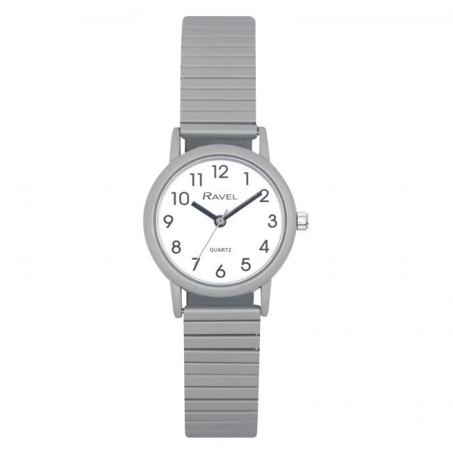 Ravel Unisex Mid Size Coloured Expander Bracelet Watch Pastel Grey