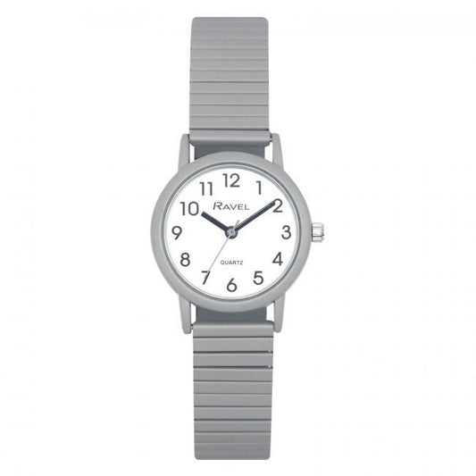 Ravel Unisex Mid Size Coloured Expander Bracelet Watch Pastel Grey