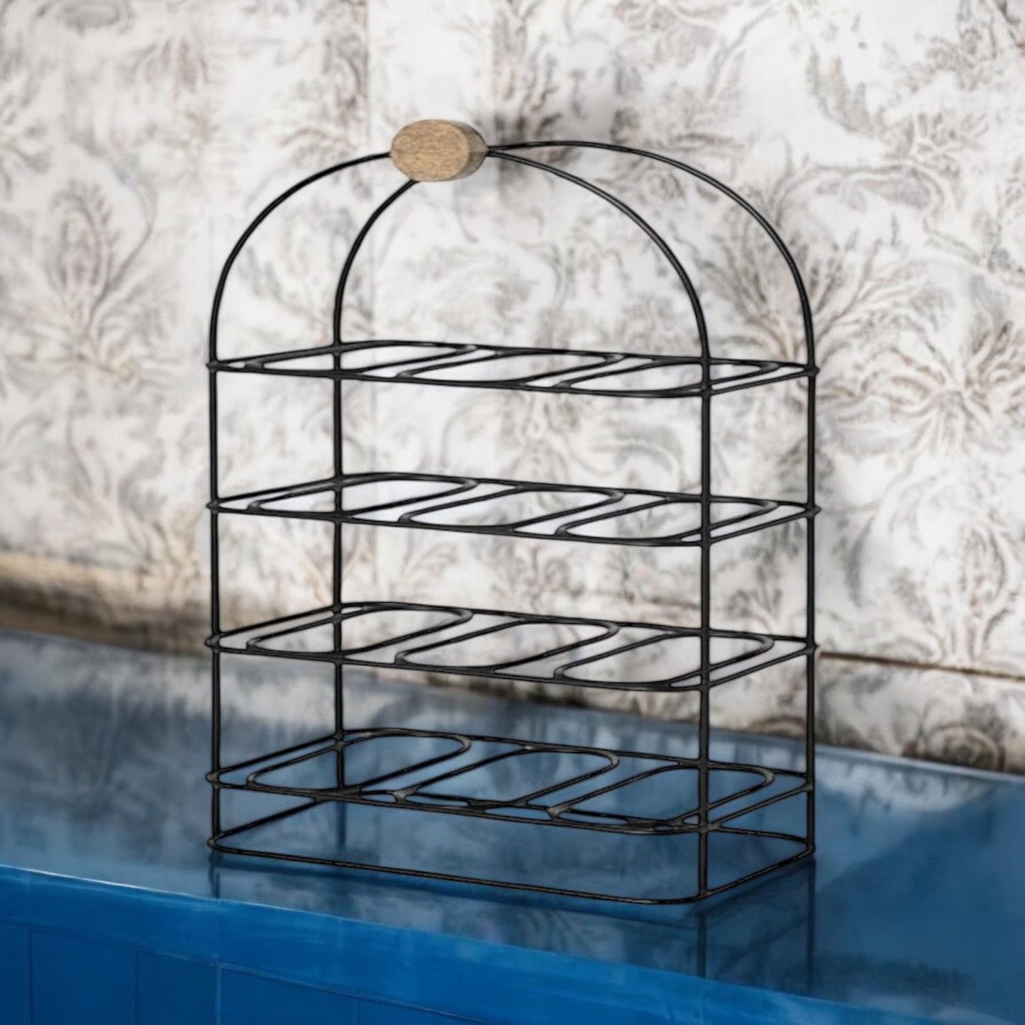 Durable & Stylish Cast Iron Black 8/9/12-Bottle Wine Rack - Premium Organizer with Durable Metal Frame with Elegant Design to Showcase Wine Bottles for Home, Kitchens, or Bars (25" CAST IRON)