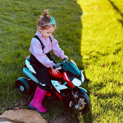 HOMCOM Kids Electric Motorcycle, 6V Ride on Motorcycle with 3 Wheels, LED Headlight, Music, Horn for Boys Girls 3-5 Y, Red