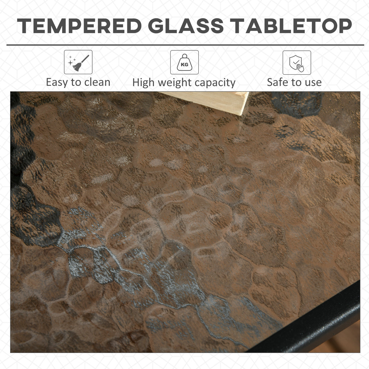 Outsunny Square Garden Dining Table with Tempered Glass Top & Umbrella Hole, 76 x 76 cm