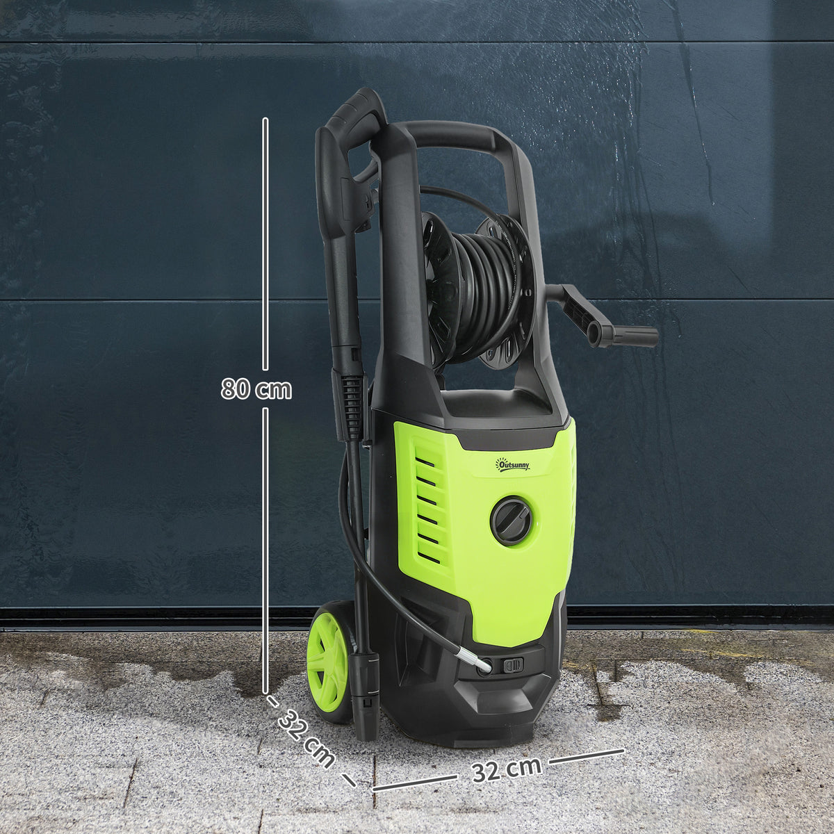 Outsunny 2200W High Pressure Washer, 170 Bar Pressure Washer with Adjustable Nozzle and 6M Hose, 32W x 32D x 80H cm Green