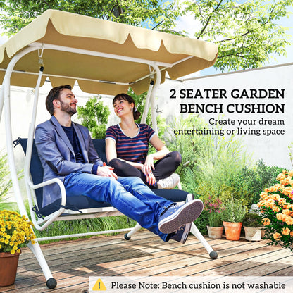 Outsunny 2 Seater Bench Pad, Garden Chair Cushion with Back and Ties for Indoor and Outdoor Use, 98 x 100 cm, Dark Blue