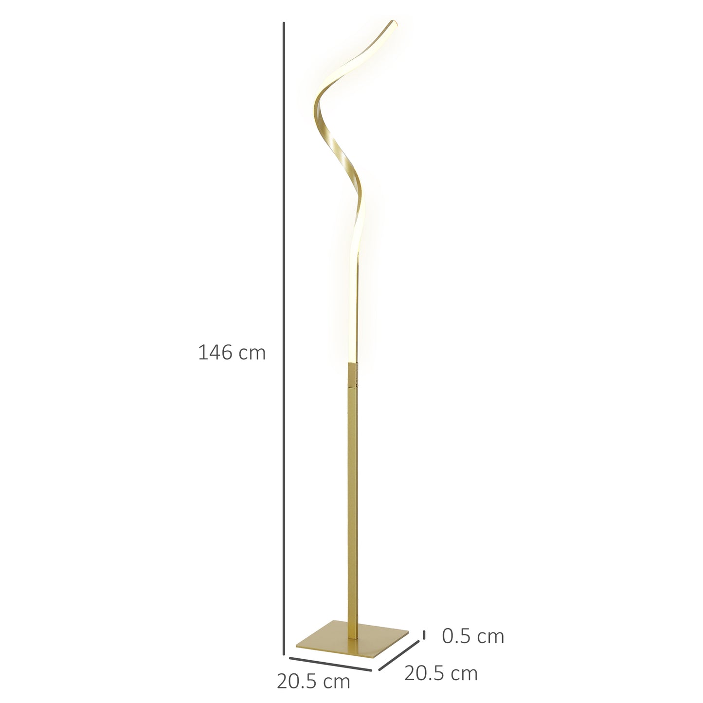 HOMCOM LED Floor Lamp, Standing Lamp with3 Adjustable Brightness Gold Tone