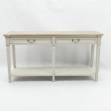 AcaciaHome Modern Cream 2 Drawer Console Table with Shelf, 80cm Wooden Hallway Side Table, White MDF Storage Desk, Dressing Table for Living Room, Bedroom, Entryway and Hallway