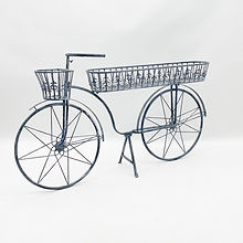 AcaciaHome Stylish & Decorative Metal Bicycle Planter with Basket and Trolley – Fun Garden Display with Wheels for Flowers, Herbs, or Plants, Ideal for Indoor & Outdoor Décor in Green & More 138CM
