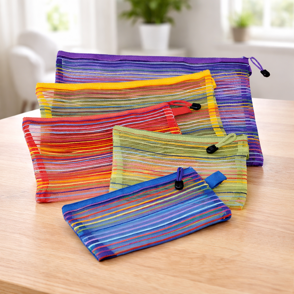 Mesh Zip Up Travel Bags  Set of 5
