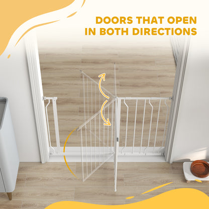 PawHut Wide Dog Safety Gate, with Door Pressure, for Doorways, Hallways, Staircases - White